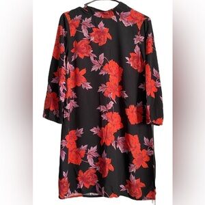 Zara Floral Long Sleeves Short Mini Mock Neck Dress Size: Medium
